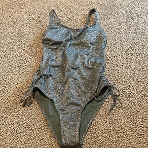 NWOT Xhilaration One Piece Green Schimmery Bathing Suit Size Small